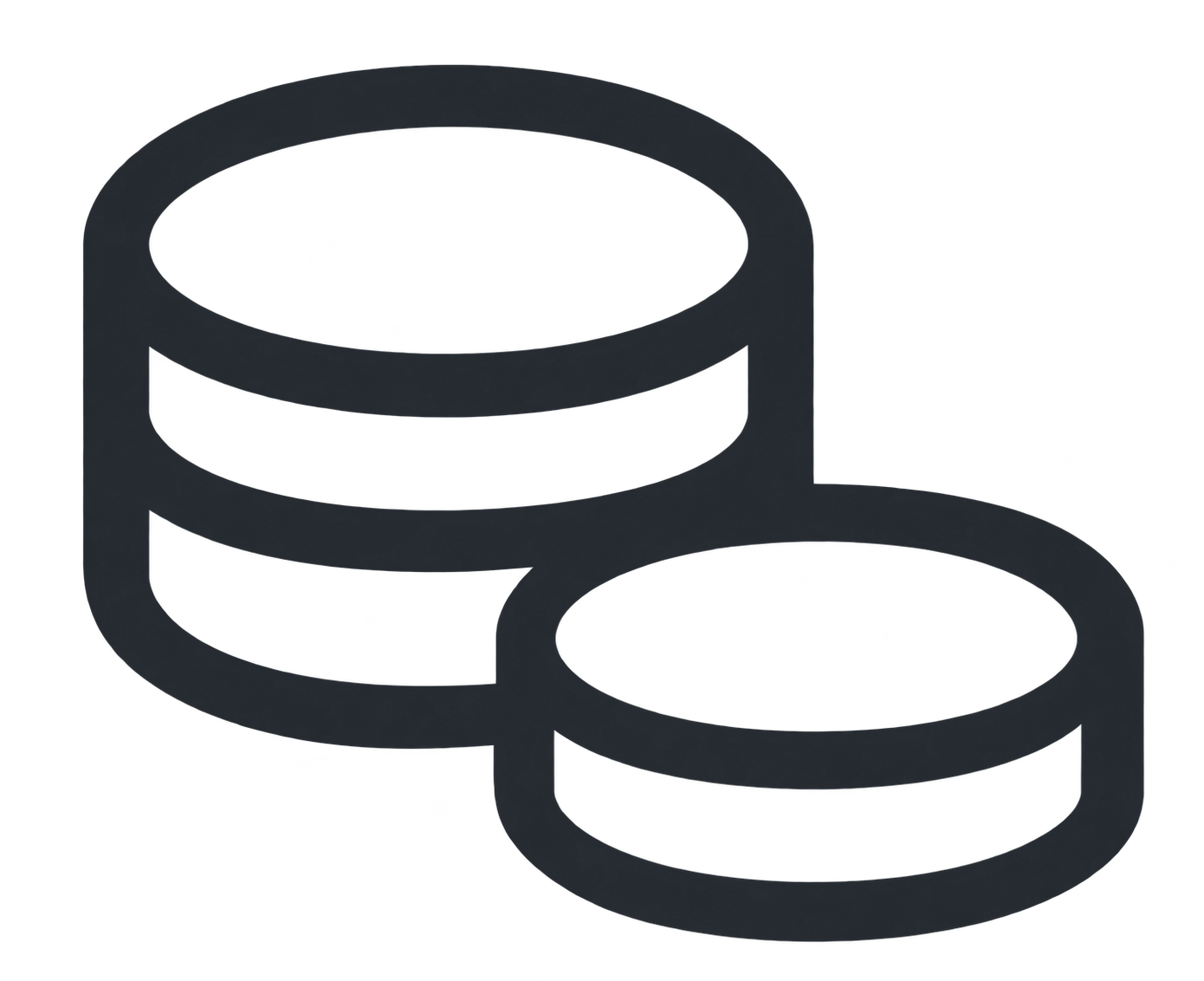 Ícono de pilas de monedas minimalistas